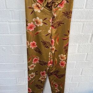 LPA x Revolve Hawaiian Satin Floral Tropical Wide Leg High Rise Resort Pants sz